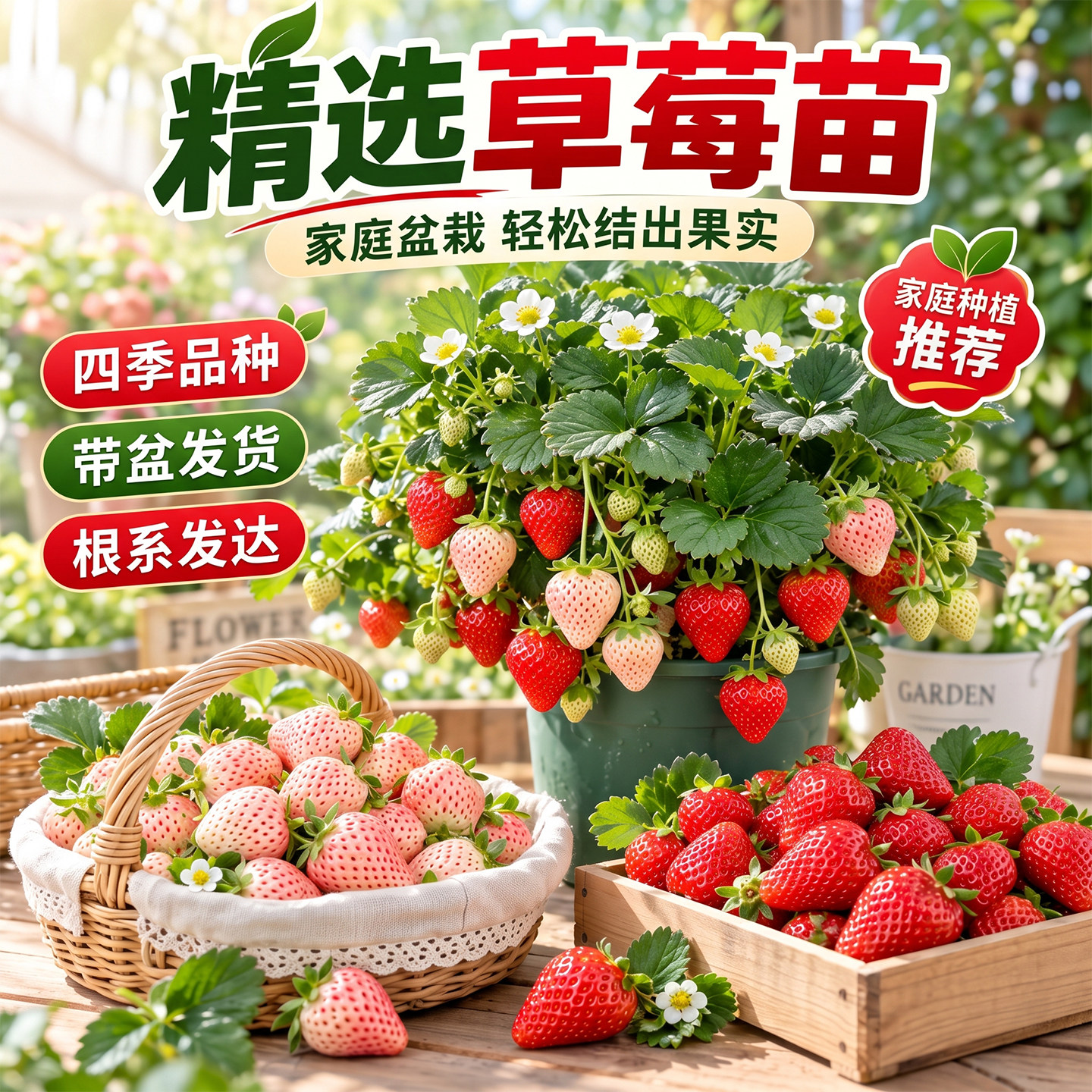 四季草莓苗奶油红颜草莓秧大棚种植草莓盆栽当年结果新苗带土果苗