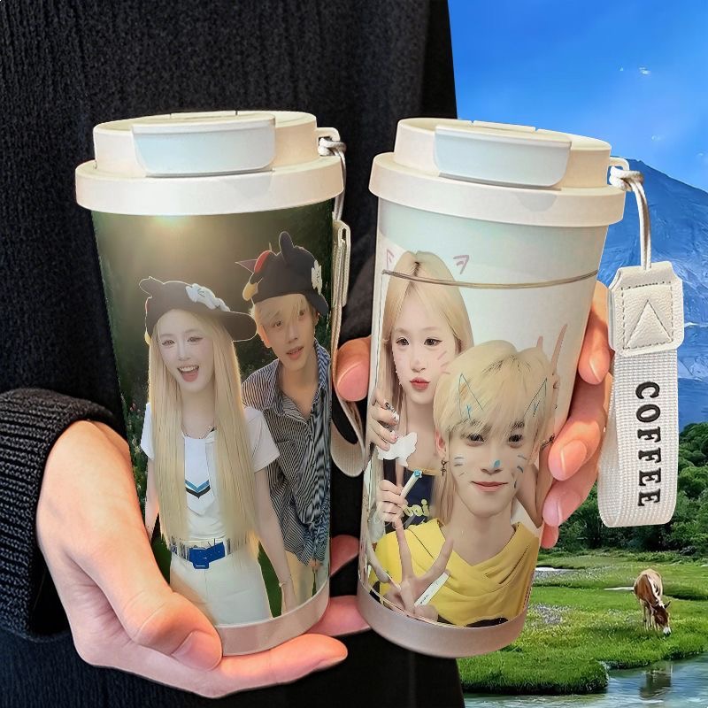 璇非少女非非璇子保温杯学生吸管大容量316不锈钢车载咖啡杯