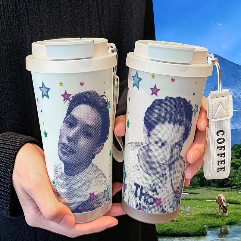 cortis赵雨凡帅气保温杯学生吸管大容量316不锈钢车载咖啡杯