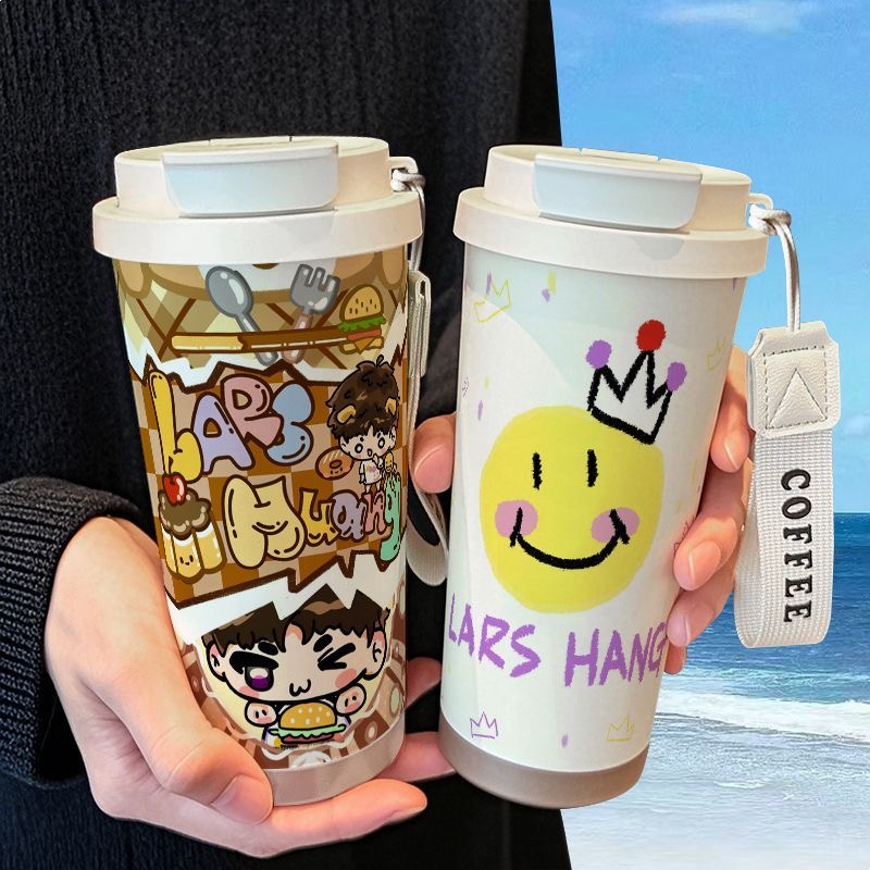 黄子弘凡周边保温杯316不锈钢学生高颜值吸管双饮大容量咖啡水杯