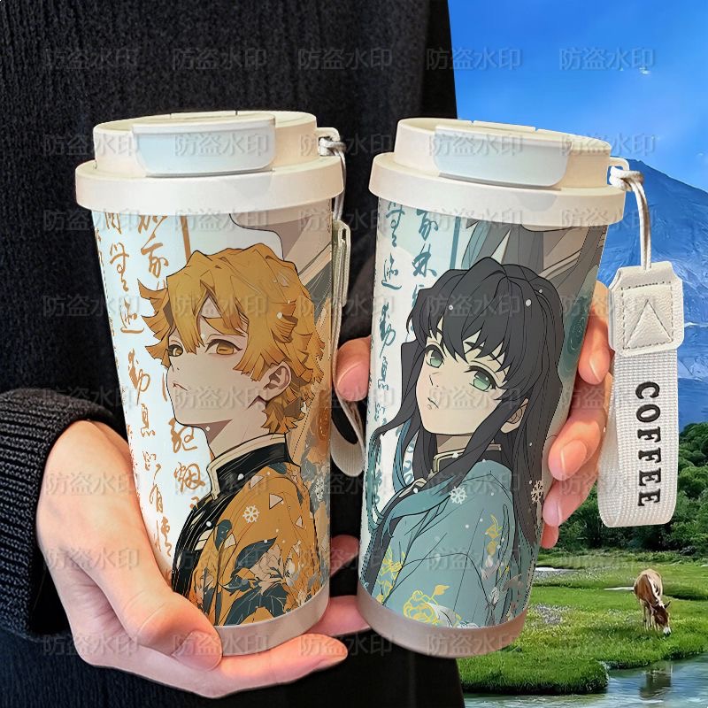 我妻善逸时透无一郎保温杯学生便携ins高颜值316不锈钢双饮咖啡杯