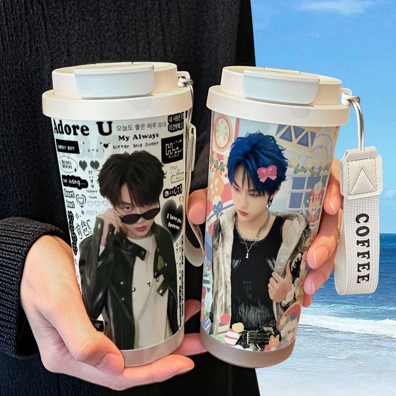 张子墨明星周边保温杯不锈钢学生高颜值吸管双饮大容量咖啡水杯女