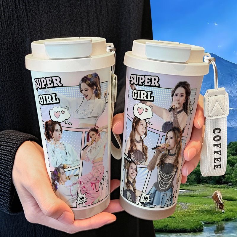 邓紫棋演唱会周边保温杯学生吸管大容量316不锈钢车载咖啡杯