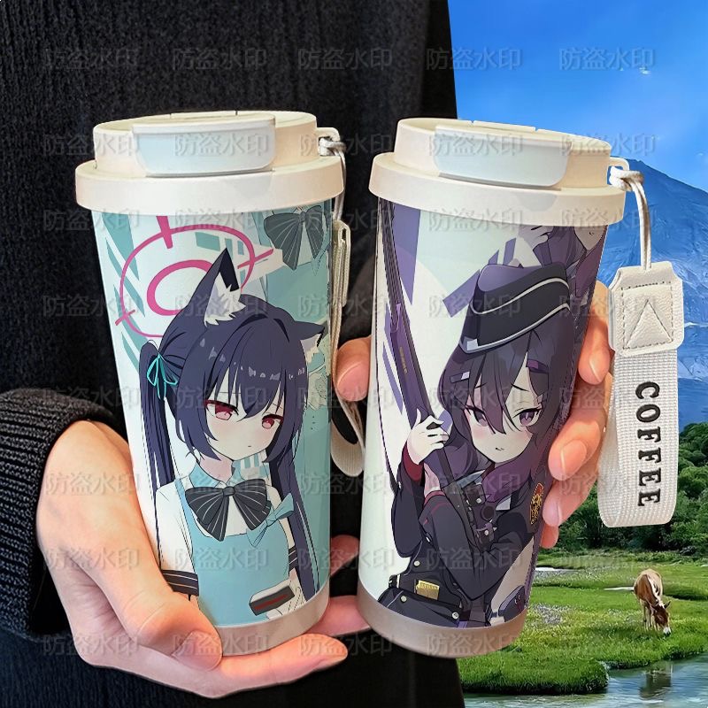 黑见芹香伊草遥香保温杯学生吸管大容量316不锈钢车载咖啡杯