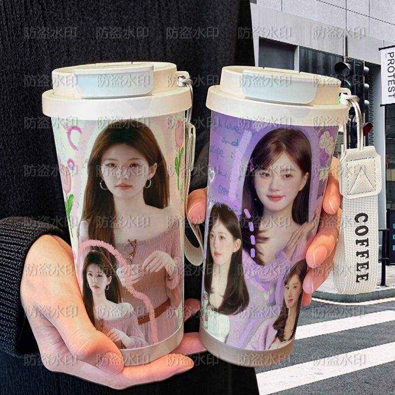 赵露思可爱明星周边保温杯学生便ins携高颜值316不锈钢吸管咖啡杯