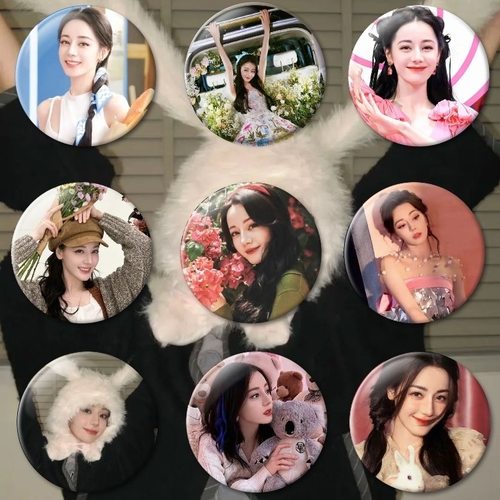 迪丽热巴女明星周边吧唧58mm徽章爱豆应援挂件马口铁痛包胸针礼物
