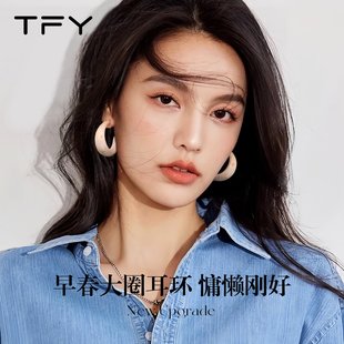 爆款 复古港风大圈耳环圈圈方圆脸显脸小轻奢高级感2025新款 高级感