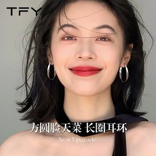 爆款 超火素圈耳环圈圈女2025新款 高级感方圆脸女人味独特耳圈耳饰