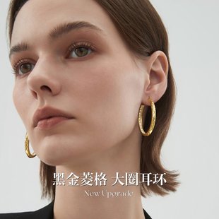 爆款 欧美夸张金色大圈耳环2025新款 女人味轻奢高级感气质大气百搭