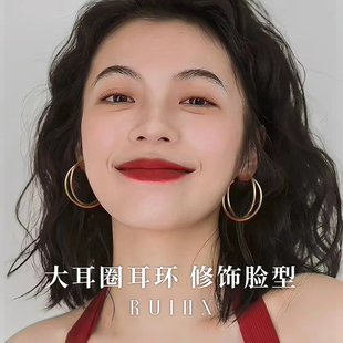 爆款 999纯银耳针复古港风素圈耳环轻奢高级感2025年新款 金色耳饰
