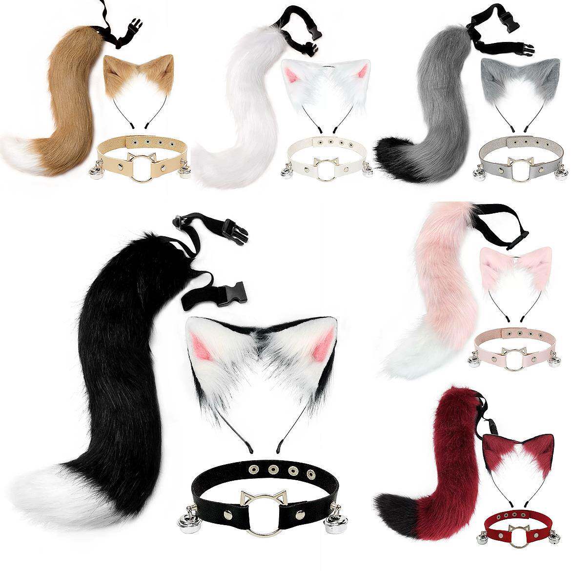 尾巴cos玩具猫耳猫尾套装狐狸日系手作cosplay猫娘配饰绑带发箍