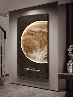 简约现代2025新款 饰画过道尽头挂画走廊壁画 玄关入户正对门带灯装