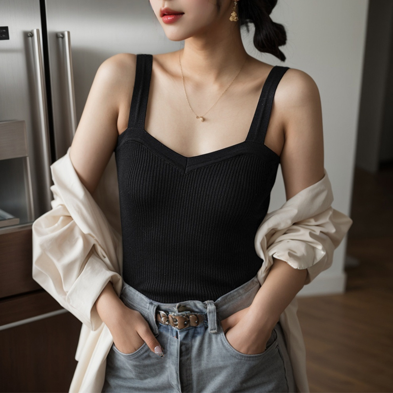 大码针织吊带背心女夏季新款胖mm遮副乳外穿辣妹西装内搭打底上衣