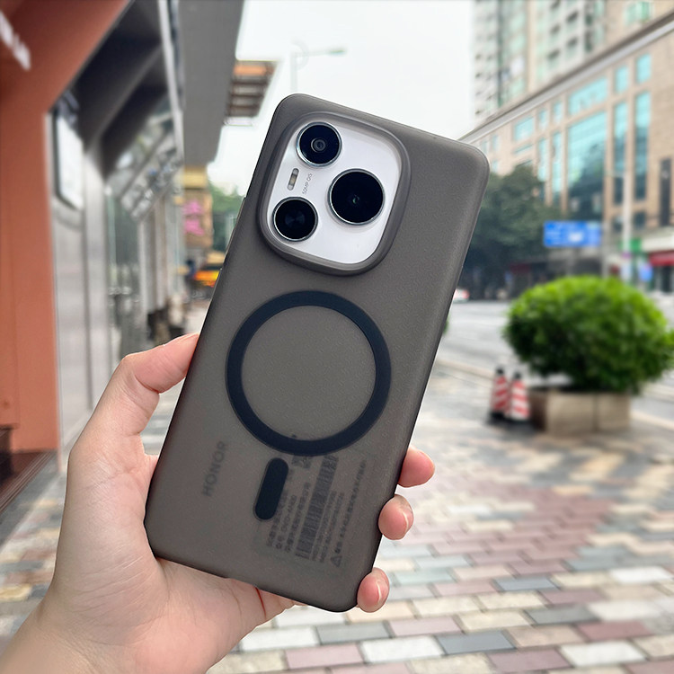 Magsafe磁吸软壳适用荣耀power手机壳车载支架无线充电纹理防滑防摔强磁保护套