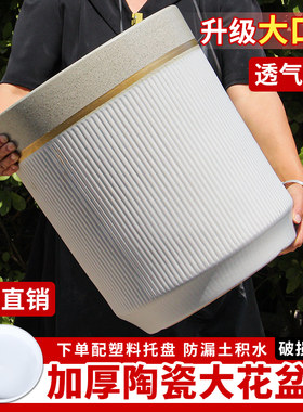 新款欧式简约圆柱陶瓷大花盆