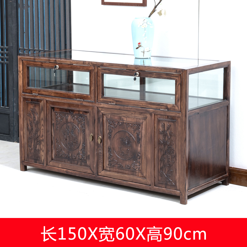 实木珠宝柜台展柜中式仿古精品复古玻璃展示柜陈列柜商用玉器首饰|ruв категории коммерческий/офисная мебель, полки/витрина, бутик - витрина/витрина - от Buy2taobao.com для оказания профессиональной услуги покупки агента Taobao