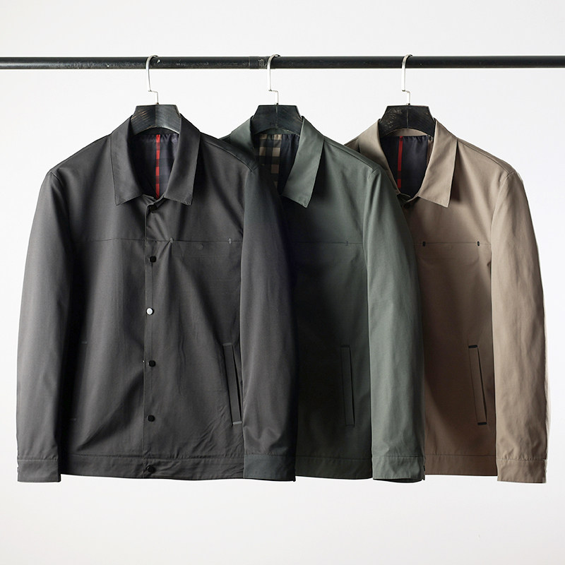 压胶工艺 称重气质干部型 秋季男士商务休闲单排扣翻领夹克外套