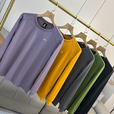 户外山系运动休闲长袖速干T恤 弹力透气轻薄男士圆领休闲打底上衣