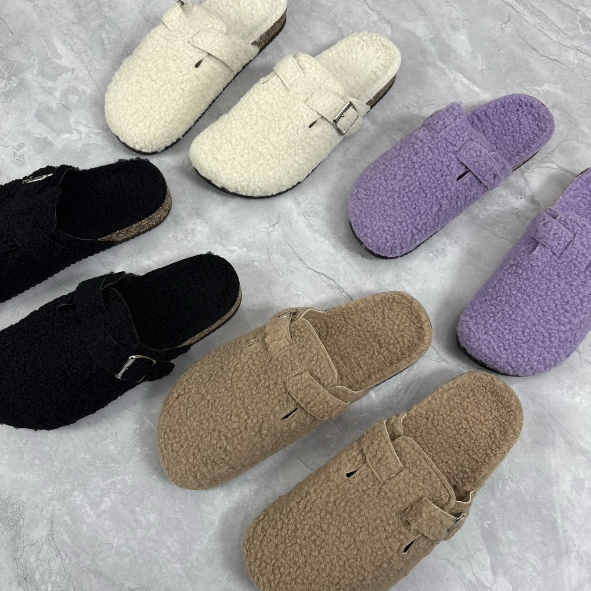 秋冬氛围感！经典男女款绒面软木鞋底保暖时髦毛毛拖鞋包头勃肯鞋,流行男鞋,包头拖,淘宝优惠券,粉丝福利购,淘宝优惠卷