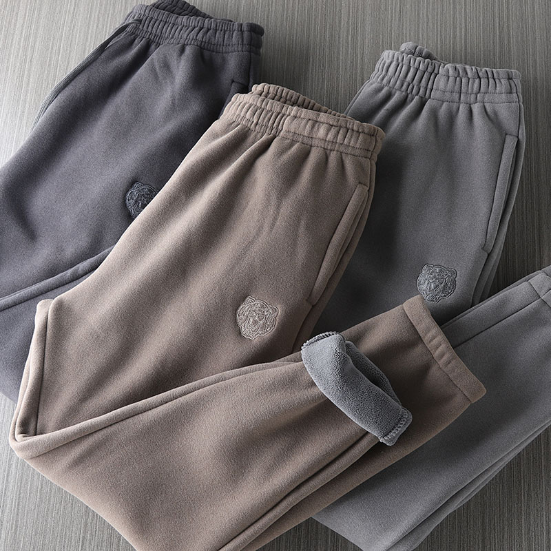 长裤束脚裤刺绣加绒加厚保暖男裤