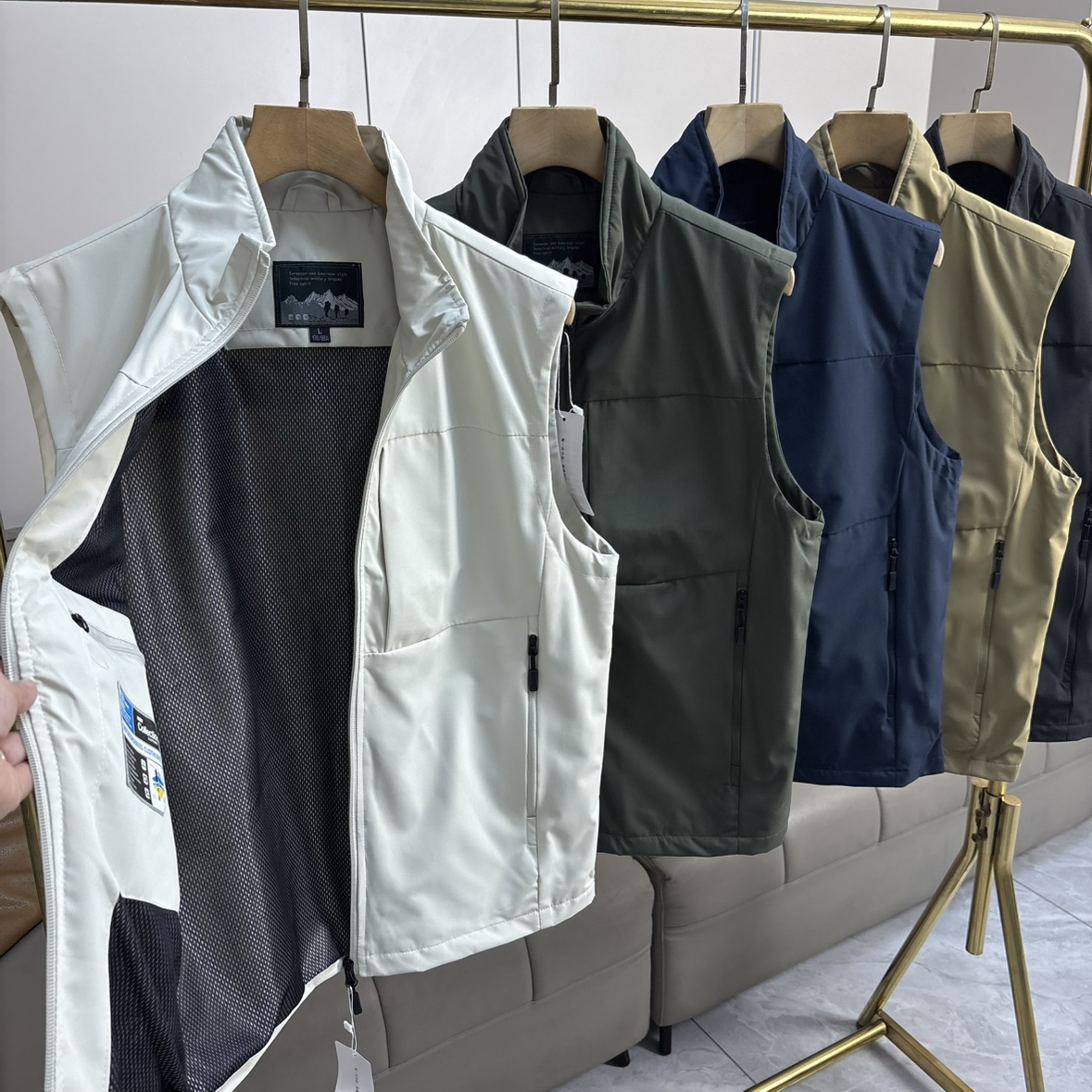 城市户外 春秋男士多口袋透气防水立领休闲运动马甲背心坎肩外套