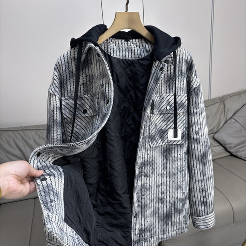 H撤柜剪标款~菱形格夹棉！秋冬男士宽松休闲多口袋连帽夹克外套