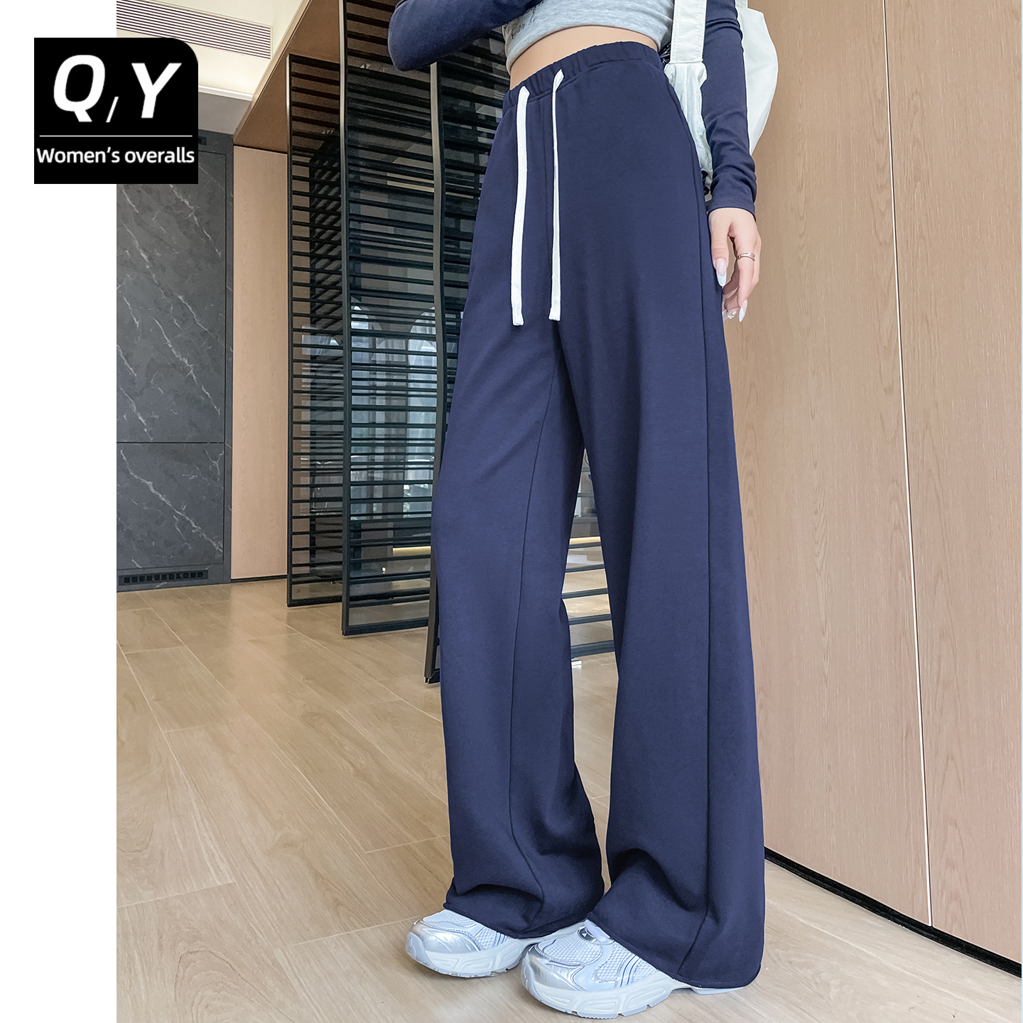 藏蓝色香蕉运动裤女夏季2025新款图片