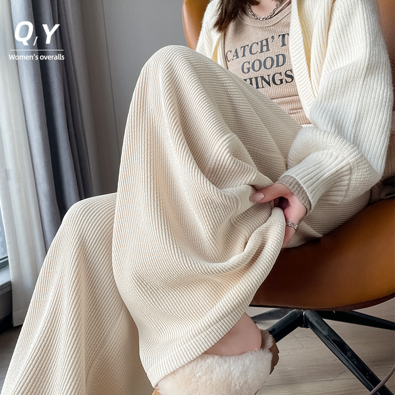 灯芯绒阔腿裤女春秋雪尼尔直筒裤