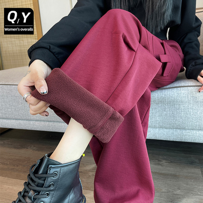 加绒工装裤女秋冬2024新款小个子