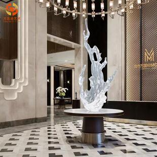 透明水花抽象雕塑玄关桌面装饰品客厅摆件样板间软装酒店大堂摆设