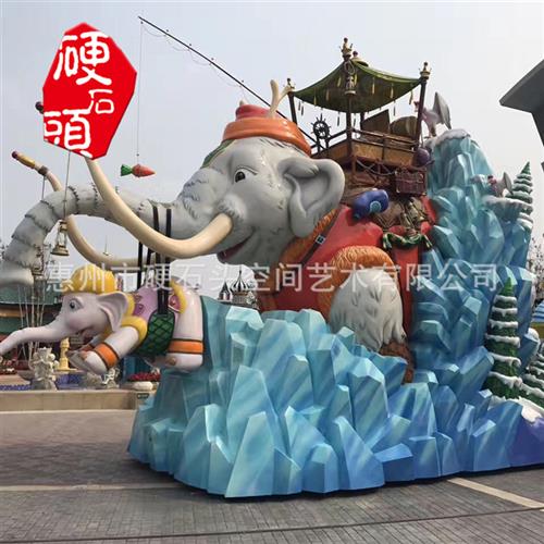 大象雕塑玻璃钢花车节日巡游彩车庆典彩船花车租赁互动设备