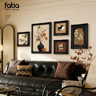 中古风挂画客厅沙发背景墙装 复古油画餐厅壁画轻奢高级感 饰画法式