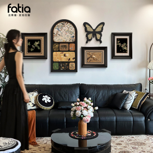 中古风挂画沙发背景墙装饰画客厅高级感复古法式组合壁画宋式美学