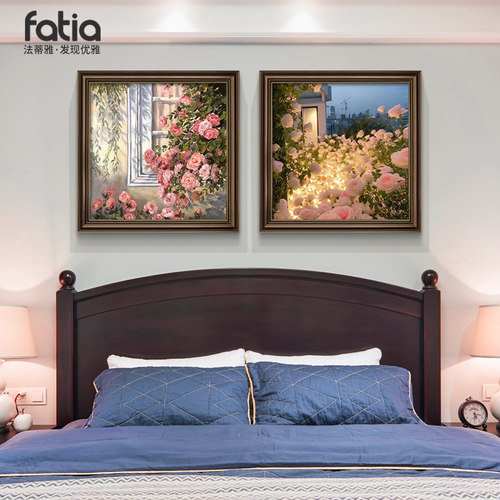 法蒂雅卧室床头挂画复古油画