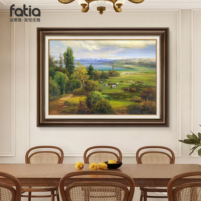 印象手绘油画餐厅装饰画客厅沙发背景墙挂画美式乡村田园风景壁画,家居饰品,油画,淘宝优惠券,粉丝福利购,淘宝优惠卷