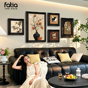 中古风挂画客厅沙发背景墙装 复古油画餐厅壁画轻奢高级感 饰画法式