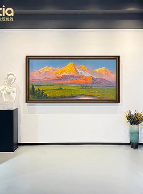 日照金山手绘油画高档大气别墅客厅沙发背景墙装饰画办公室挂画