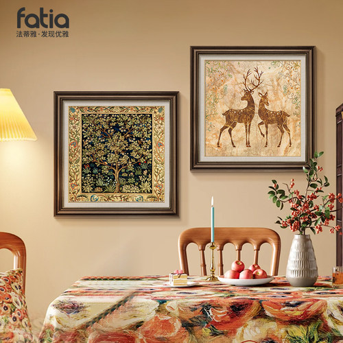 欧式复古餐厅油画挂画