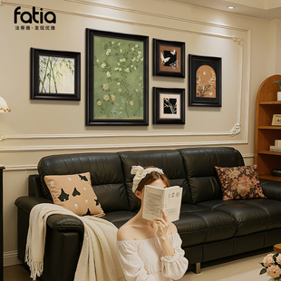 中古风客厅装饰画2025新款沙发背景墙挂画复古油画法式壁画高级感