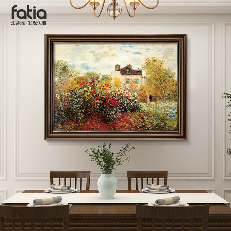 莫奈油画餐厅装饰画轻奢高级感美式复古客厅挂画背景墙世界名画,家居饰品,现代装饰画,淘宝优惠券,粉丝福利购,淘宝优惠卷