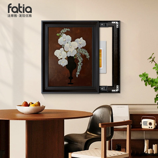 法式中古风电表箱装饰画餐厅花卉配电箱遮挡挂画竖版油画高档壁画