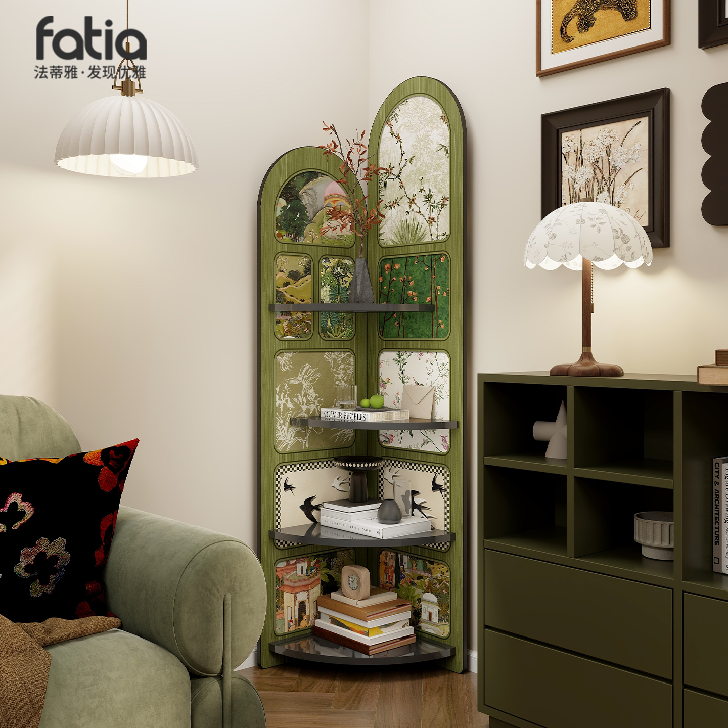 法式中古风转角置物架靠墙储物柜