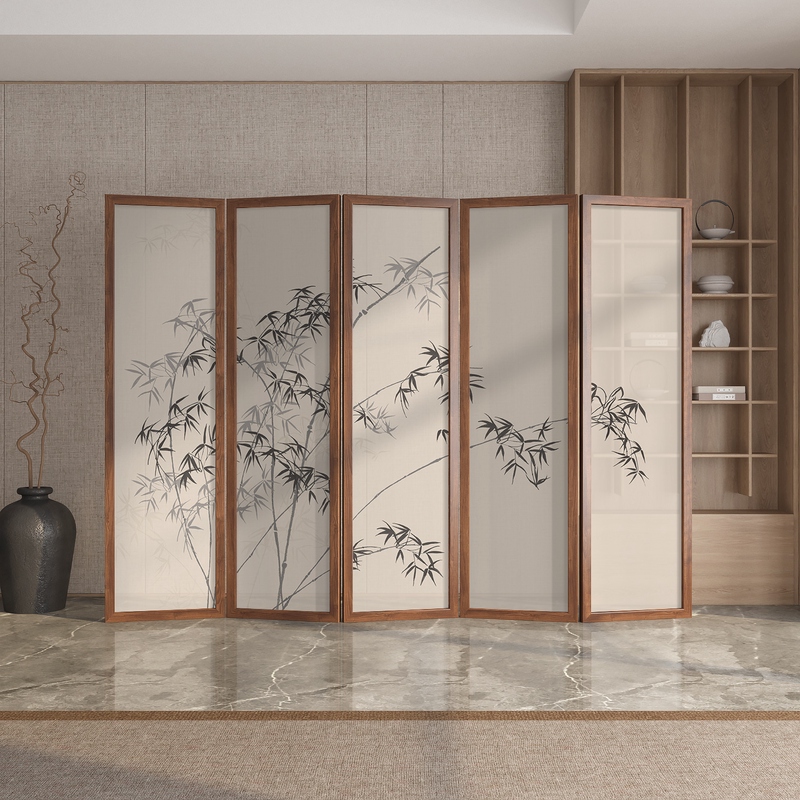 新中式禅意竹子屏风隔客厅