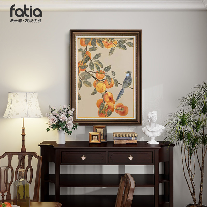 柿柿如意中古风玄关装饰画新中式客厅沙发背景墙挂画法式复古壁画,家居饰品,现代装饰画,淘宝优惠券,粉丝福利购,淘宝优惠卷