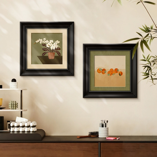 法式中古风挂画玄关装饰画植物花卉复古油画餐厅高档壁画2025新款