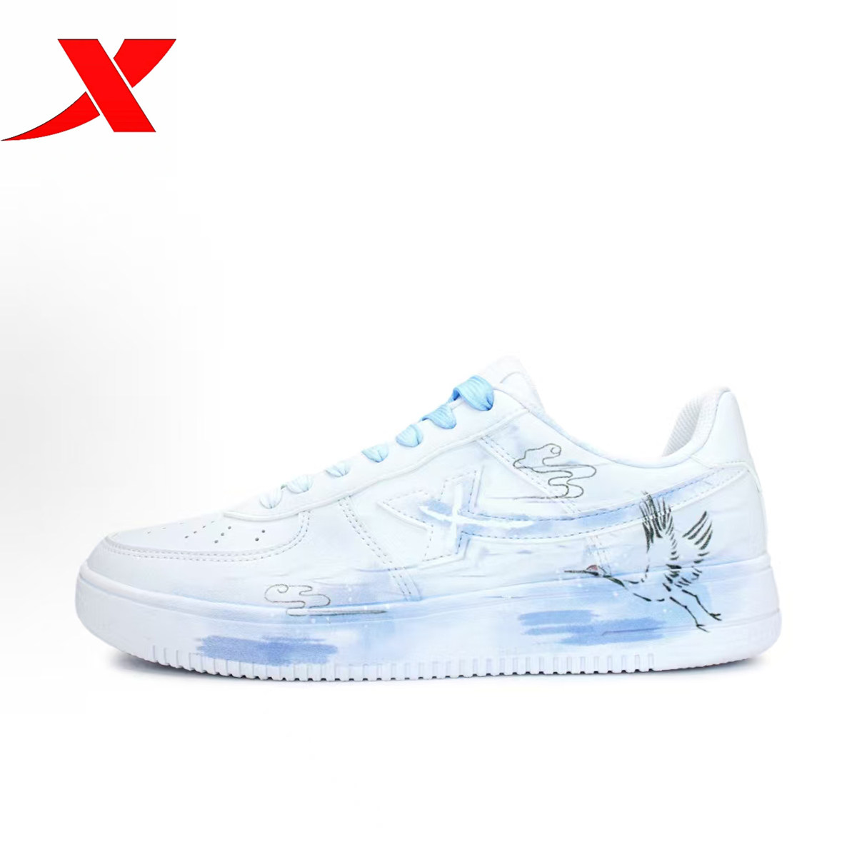 定制球鞋特步板鞋空军一号蓝白渐变小清新国潮休闲简约小白鞋男女,运动鞋new,板鞋,淘宝优惠券,粉丝福利购,淘宝优惠卷