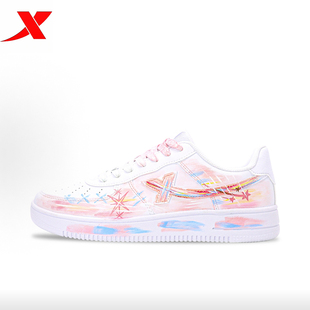 定制球鞋特步板鞋空军一号渐变涂鸦清新梦幻油画风多巴胺情侣男女