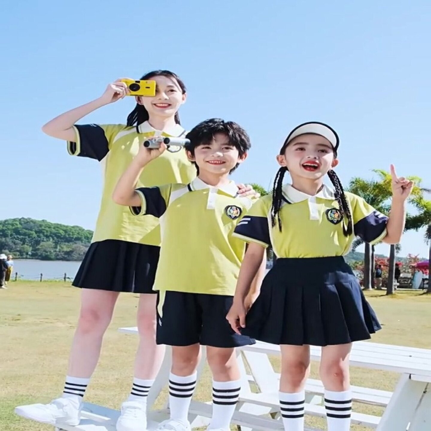 学院风校服夏装秋季学生中学生春夏两件套英伦小学生服装二件套