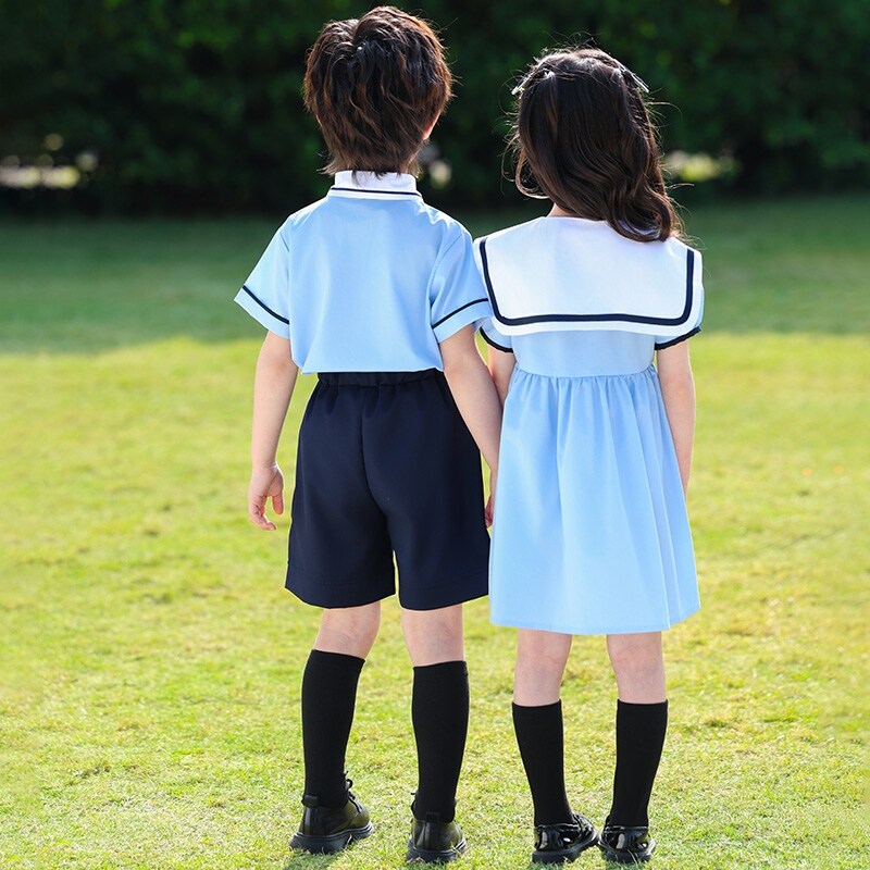 学院风班服夏款老师装运动套装蓝白色六一学生运动薄款春夏一年级