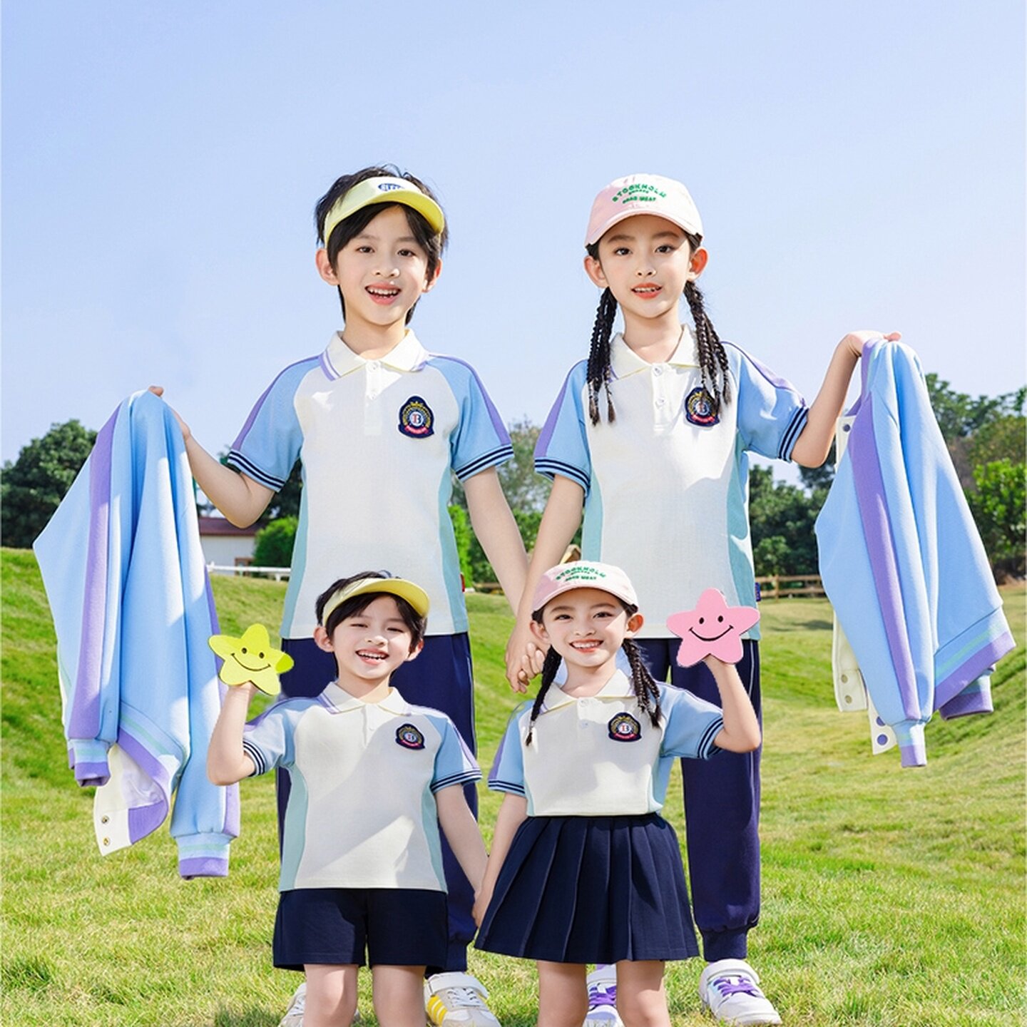 幼儿园班服短袖三件套棒球服男女童小学生校服春夏入园二件套服装